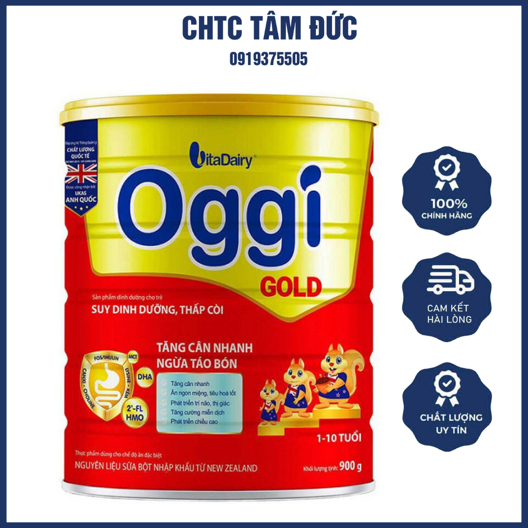 Lon sữa 900g oggi gold vitadairy giúp tăng cân nhanh ngừa táo bón thấp còi