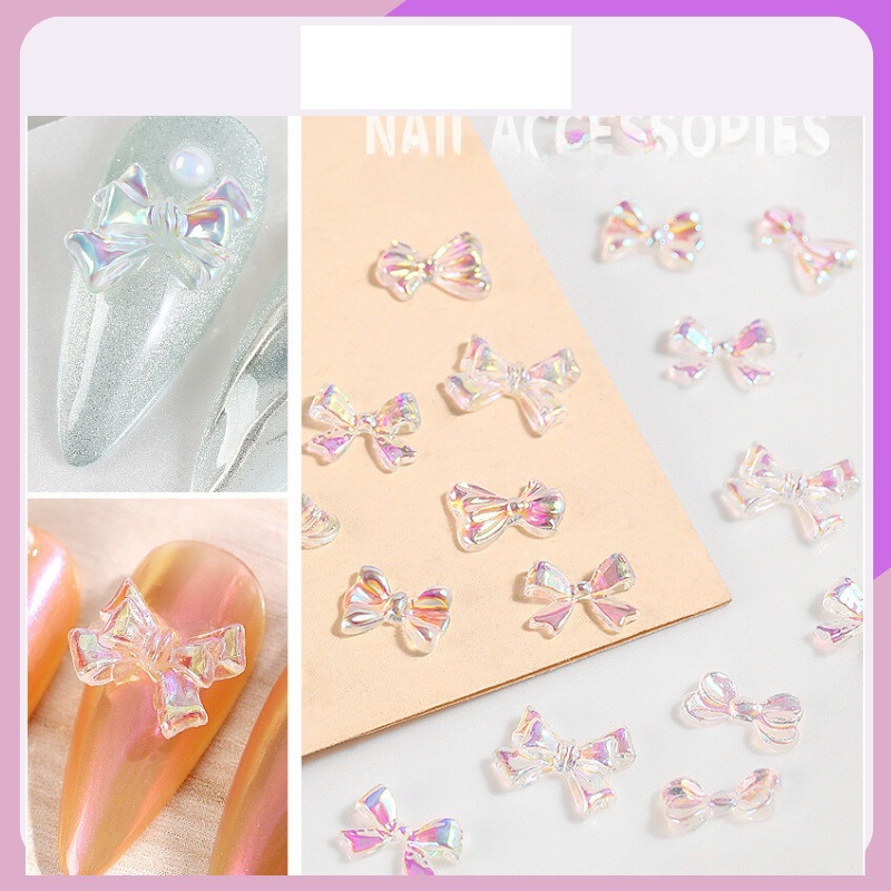 Cham Nơ Nhựa Trang Trí Móng Dể Thương ( 10 Cái Nơ /1 Túi)