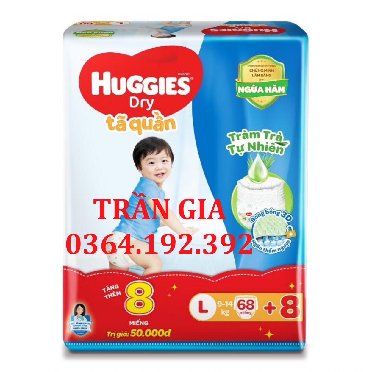 [Nhập RS0822 giảm 30k cho đơn 99k]HUGGIES TÃ QUẦN SIZE L68+8