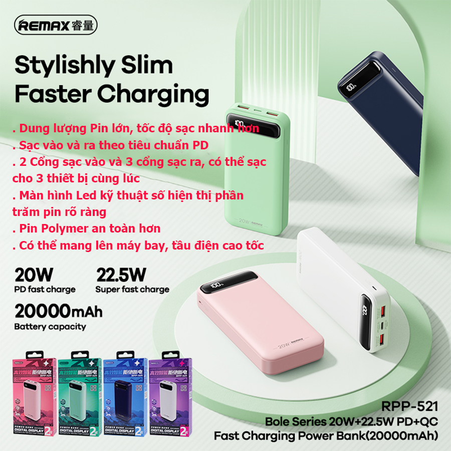 sạc dự phòng 20000mah , Bảo hành 1 năm (1 đổi 1)