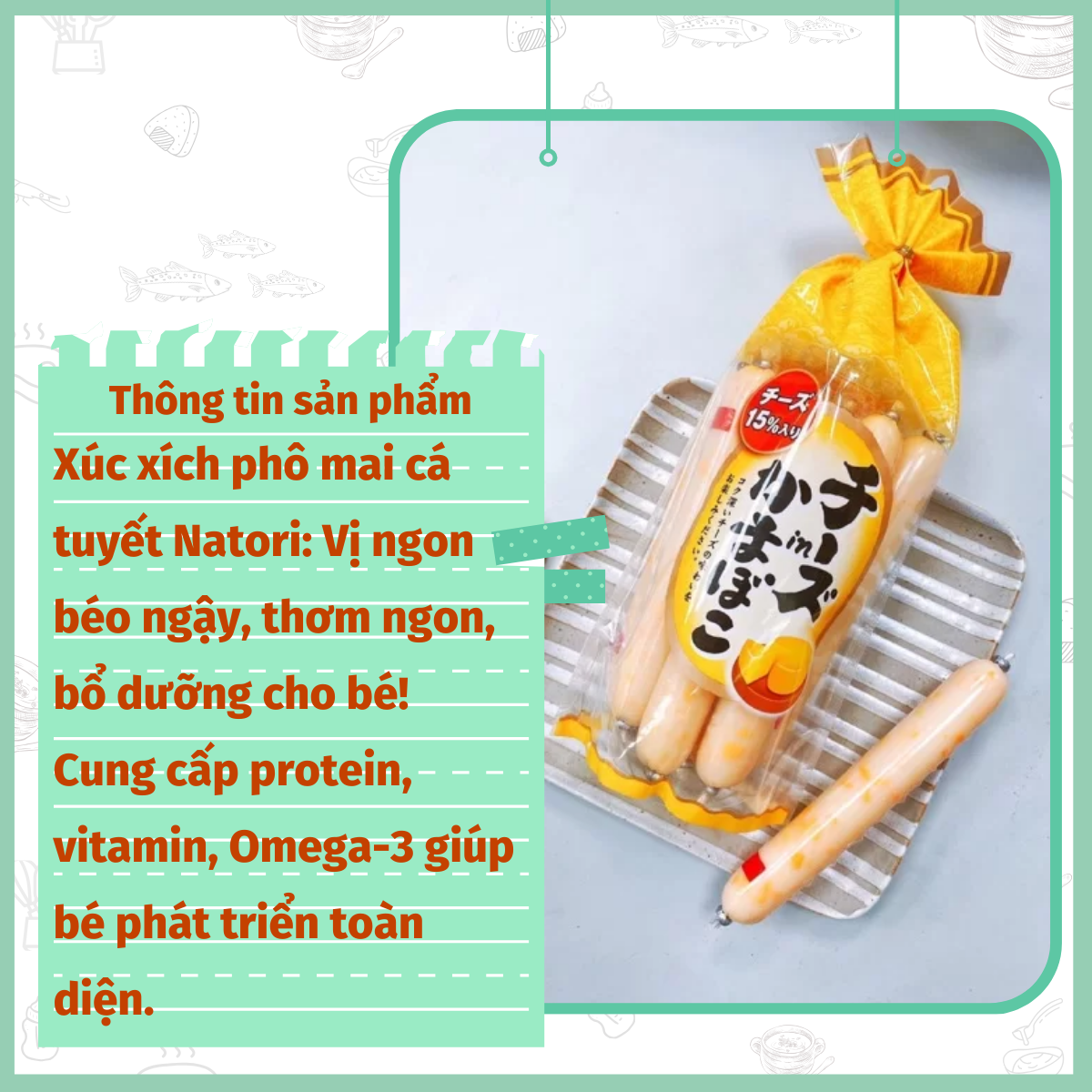 Xúc xích phô mai cá Nhật Bản 8 cây 272g