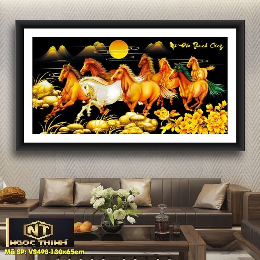 Tranh Đính Đá cao cấp VS498 Mã Đáo Thành Công Kích thước: 130x65cm