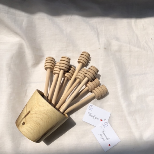 Que mật ong/Thìa gỗ múc mật ong 15cm