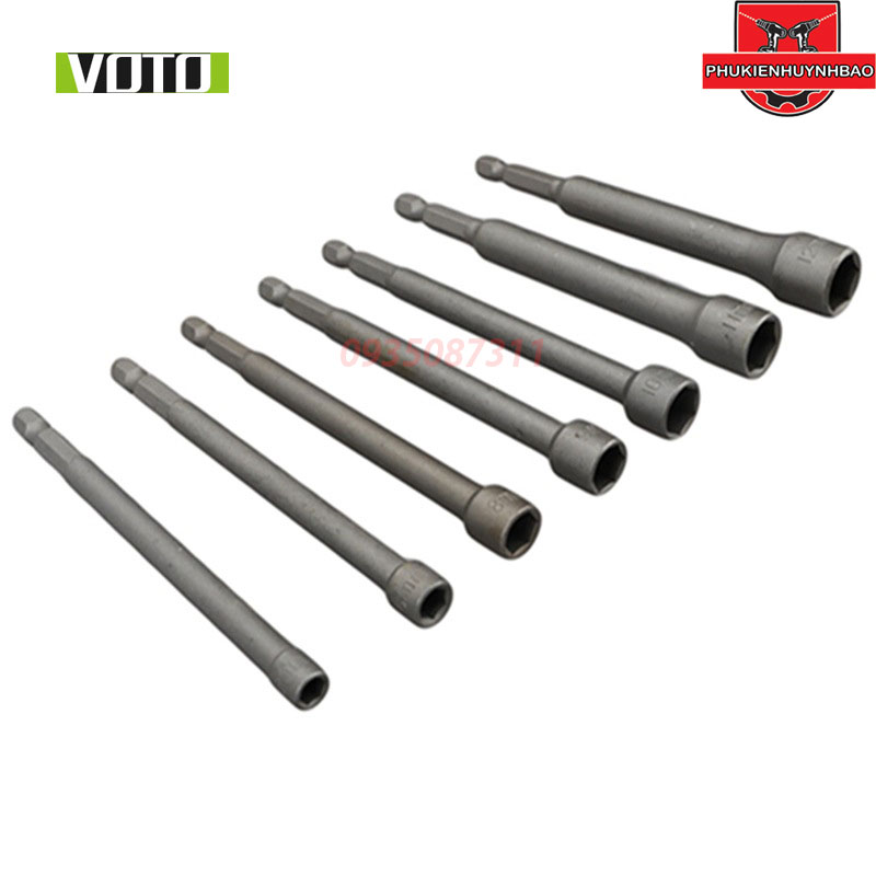 Bộ 7 Đầu Chụp Vặn Bulong Chân Lục Giác VOTO 5 Đến 12 Dài 115 mm