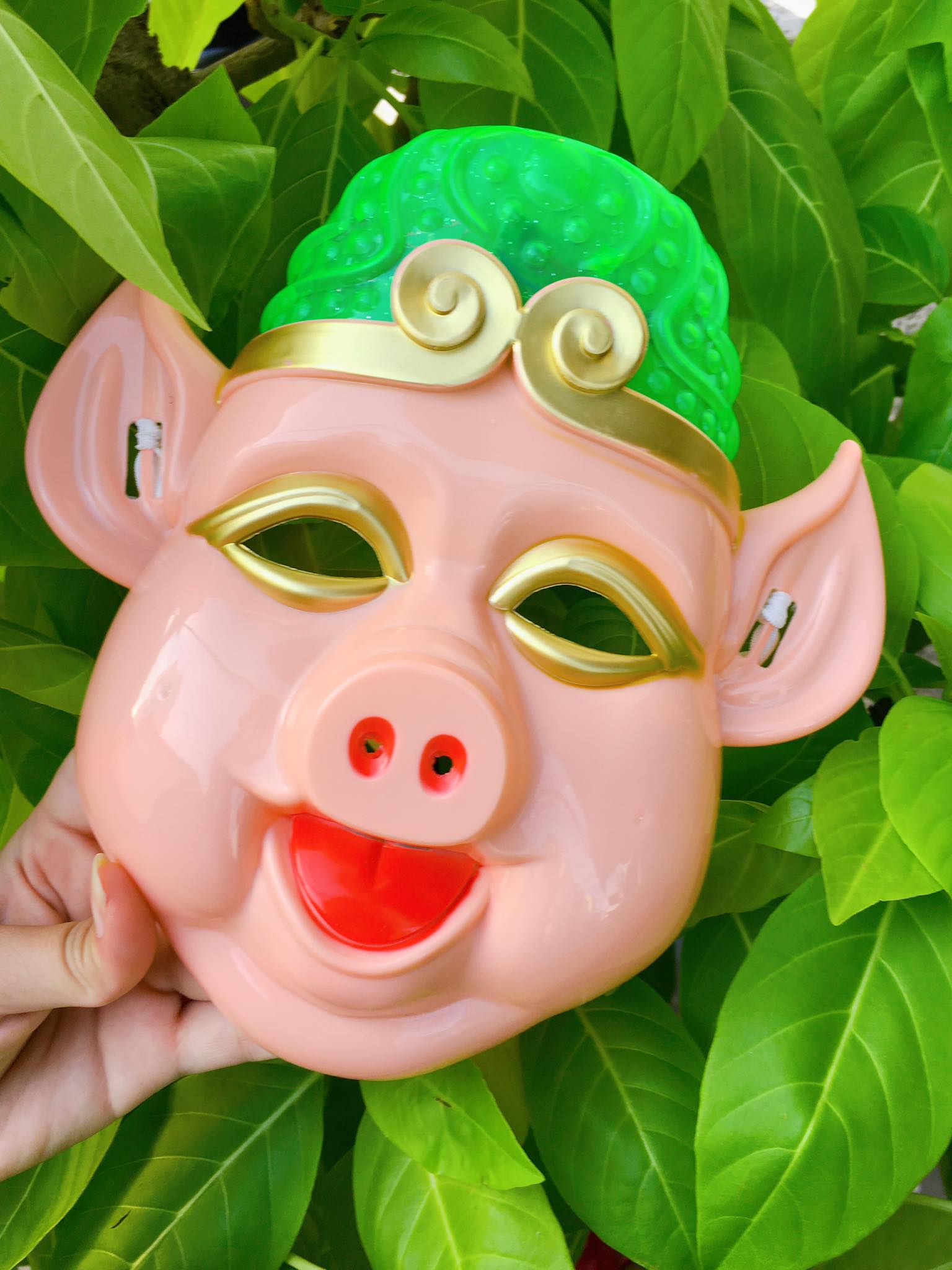 MẶT NẠ TRƯ BÁT GIỚI CÓ ĐÈN NHẠC + DÂY ĐEO CO GIÃN