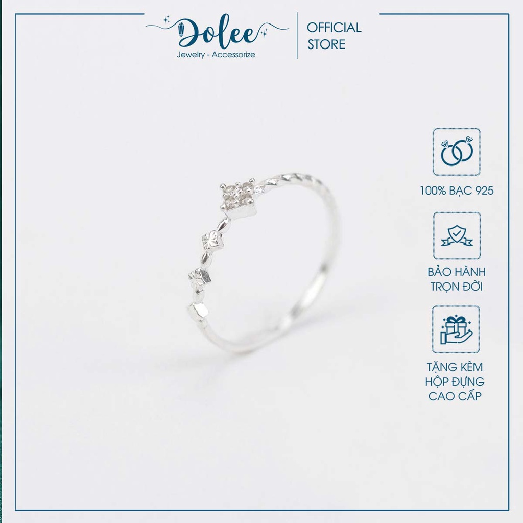 Nhẫn bạc nữ đá thoi DoLee Silver đính đá mini xinh xắn, phụ kiện trang sức bạc nhẫn nữ ý 925