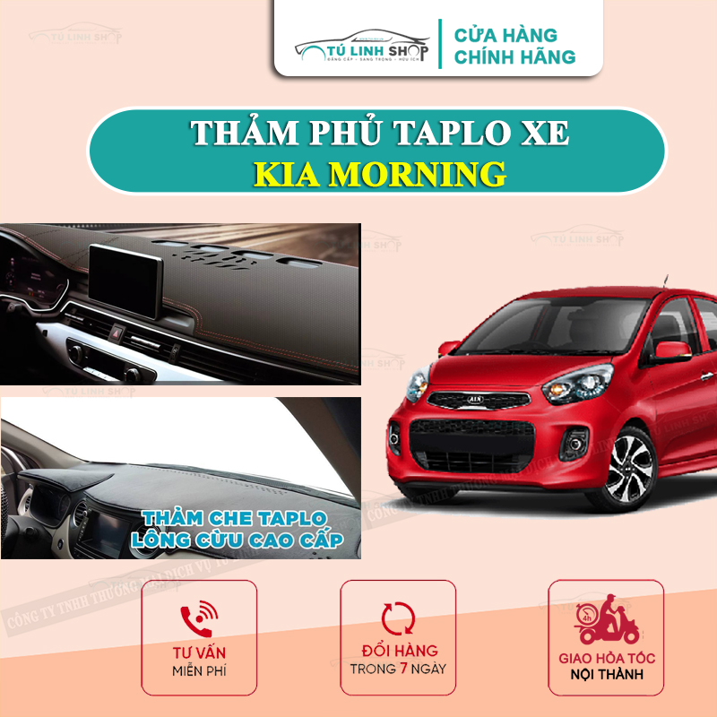 Thảm taplo Kia MORNING chính hãng MINCAR hoặc bằng lông Cừu 3 lớp và Da Cacbon