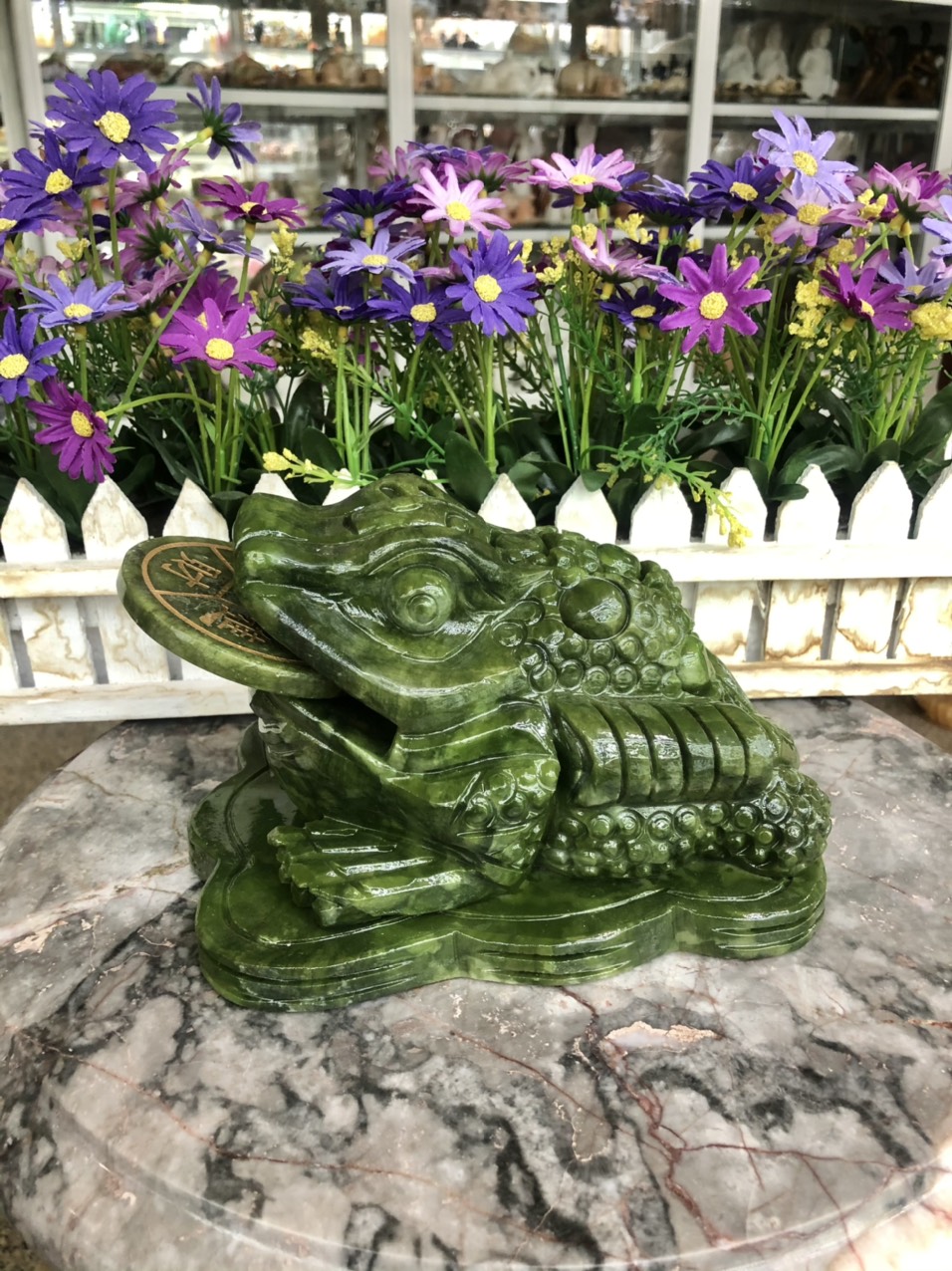 Tượng Cóc Thiềm Thừ phong thủy đá thạch anh vàng - Dài 15 cm