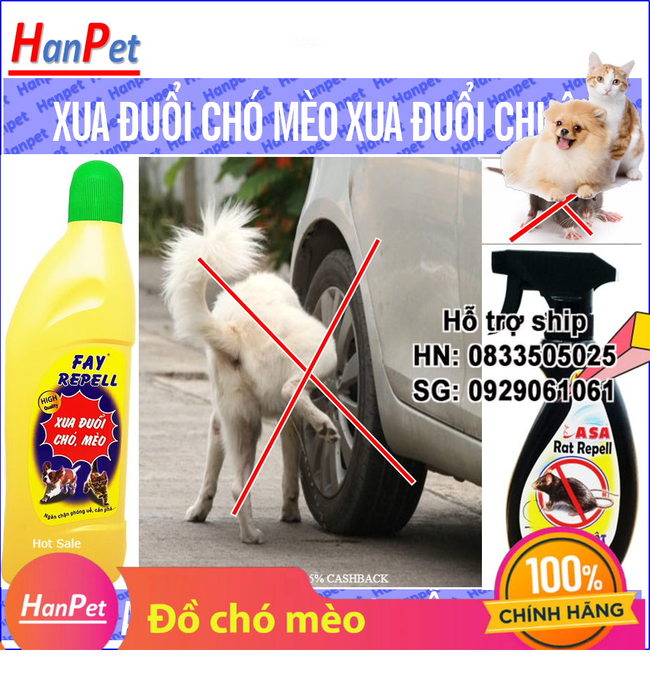 Hanpet - FAY xua đuổi - Dung Dịch Xua Đuổi chuột, đuổi ruồi xua đuổi Chó Mèo Chống Cắn Phá FAY REPELL / Xịt ngăn chó mèo phóng uế bừa bãi/ xịt khử mùi hôi / chống cắn phá lốp xe