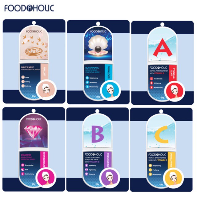 Combo 10 Miếng Mặt Nạ Foodaholic Essential Mask Chăm Sóc Da Toàn Diện