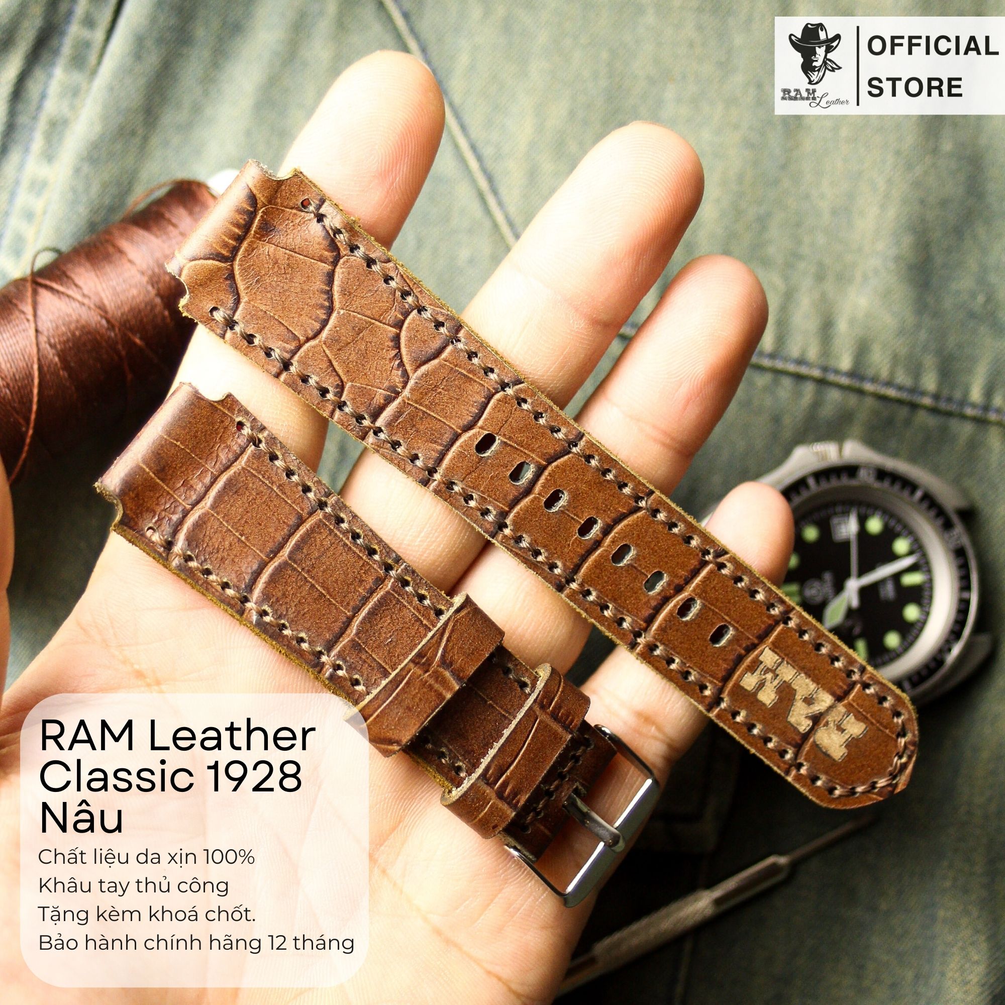 WATCH STRAPS DOUBLE COW LEATHER REAL