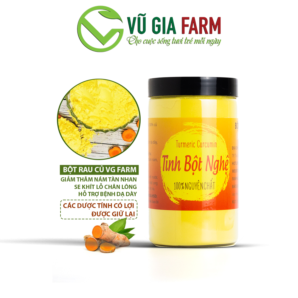 Tinh Bột Nghệ Nguyên Chất Bảo Lộc Vũ Gia 500gr/hũ) - Hỗ trợ đau dạ dày, tiêu hóa, đắp mặt nạ dưỡng da, xóa mờ thâm nám tàn nhan hiệu quả - Sản phẩm đã được kiểm nghiệm.