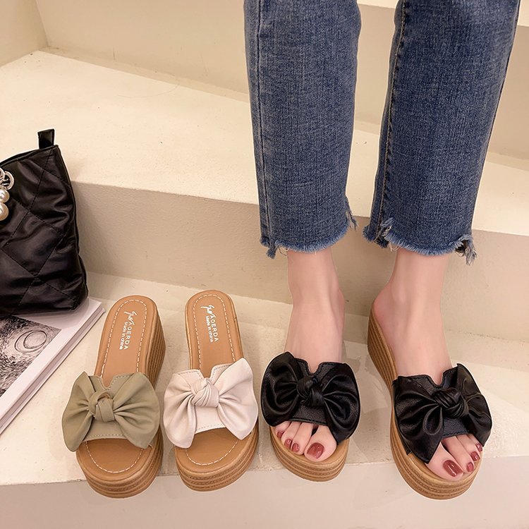 Dép xuồng nơ quai da mềm