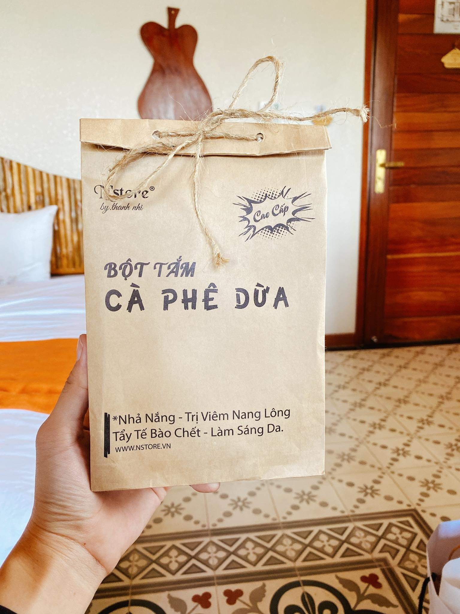 BỘT TẮM CÀ PHÊ DỪA - NHÃ NẮNG,TẨY TẾ BÀO CHẾT