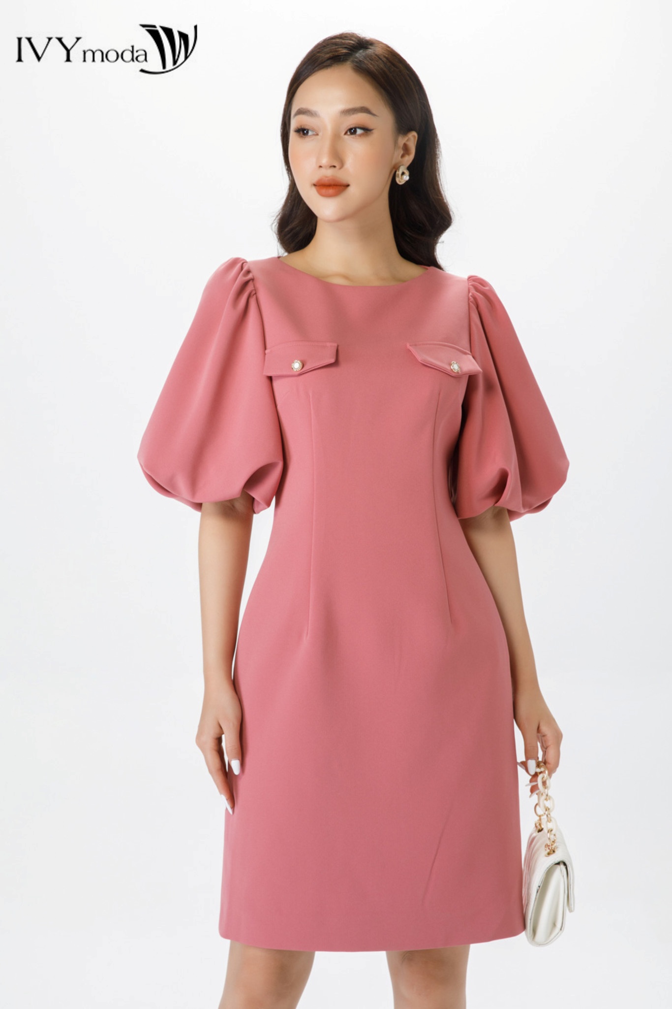 Đầm tay bồng chữ a ivy moda ms 48t0130