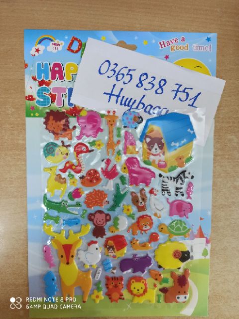 1 Vỉ 50 Hình Dán Sticker Nổi 3D