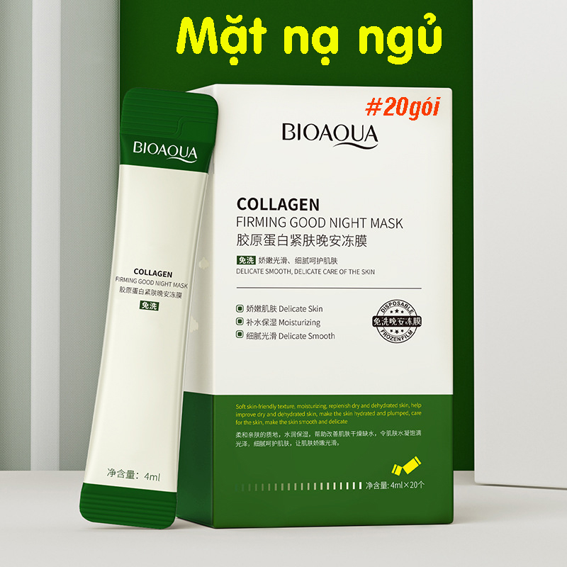 Hộp 20 chiếc mặt nạ ngủ collagen dưỡng da ban đêm Bioaqua