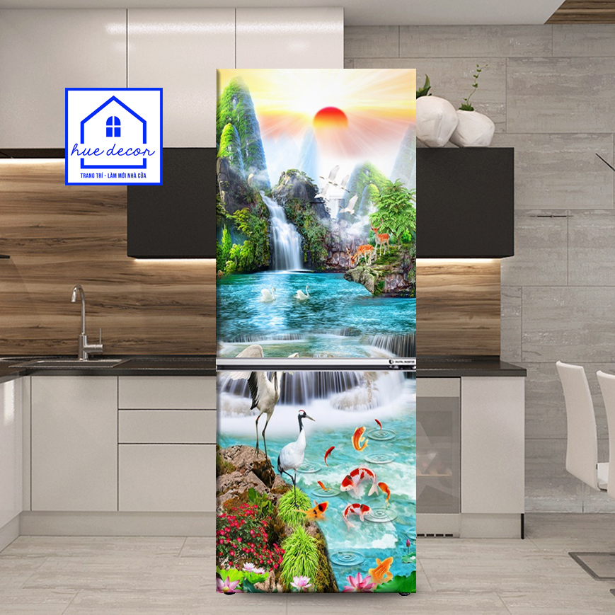 Tranh dán decal tủ lạnh phong cảnh hữu tình
