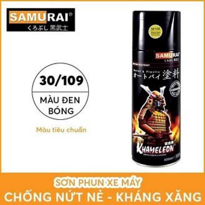 SƠN SAMURAI MÀU ĐEN BÓNG MÀU TIÊU CHUẨN 109 DUNG TÍCH 400ML SƠN XỊT PHUN XE MÁY CHỐNG NỨT NẺ KHÁNG XĂNG