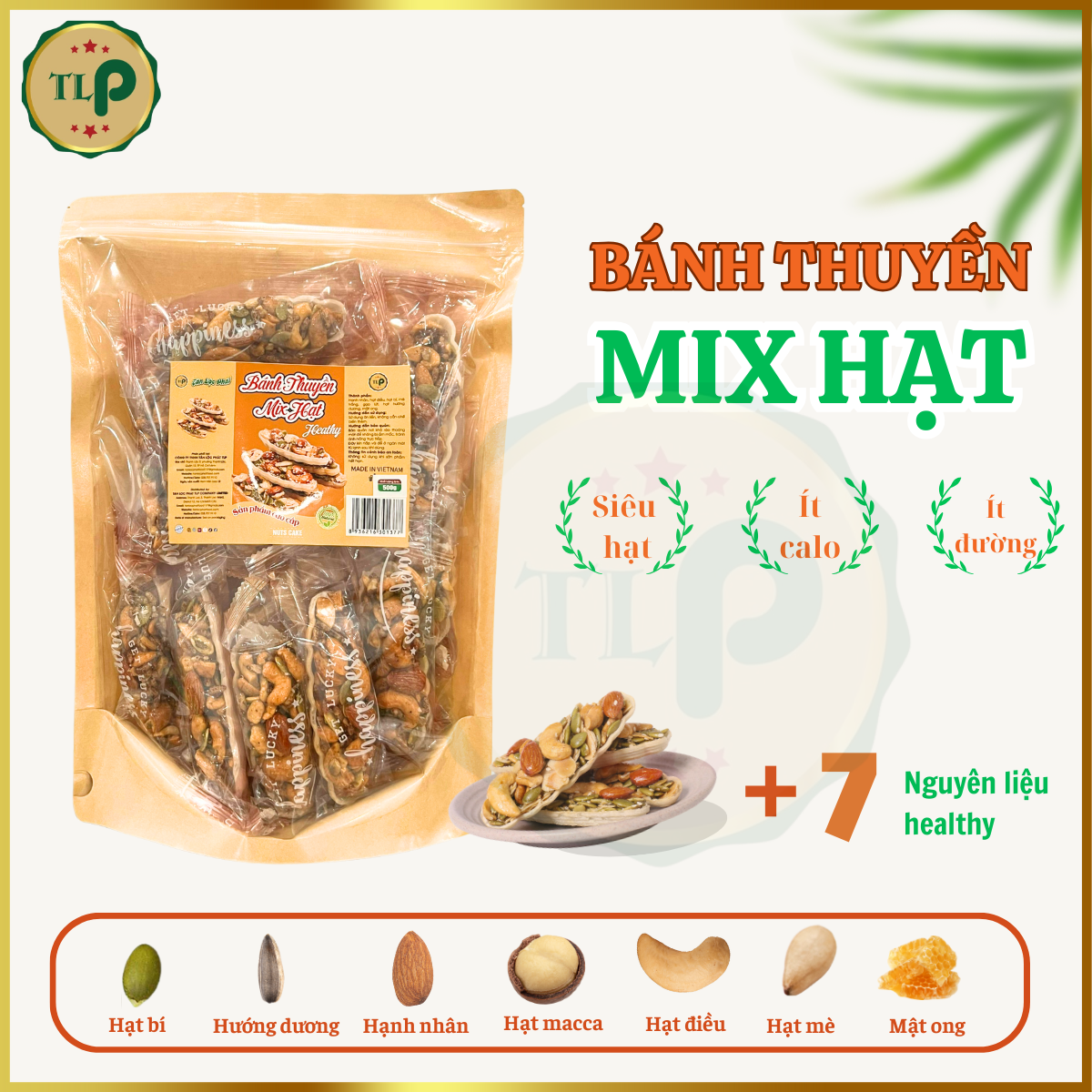 BÁNH THUYỀN MIX HẠT TÂN LỘC PHÁT BỊCH 500G