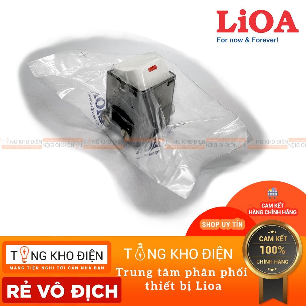 Hạt bình nóng lạnh vuông lioa, màu trắng, tiếp điểm đồng