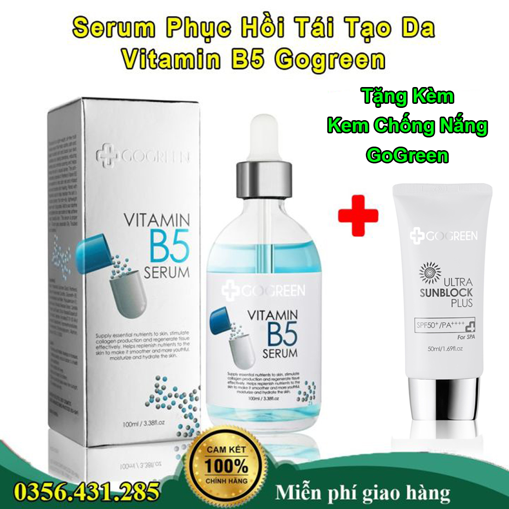 Serum phục hồi, tái tạo da tổn thương gogreen serum vitamin b5