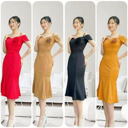 [FREESHIPMAX] ĐẦM TRỄ VAI ĐUÔI CÁ  HÀNG THIẾT KẾ CAO CẤP_Sukavn