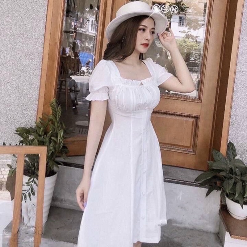 ĐẦM XÒE TAY BO NHÚN NGỰC  (có 3 màu) MS55