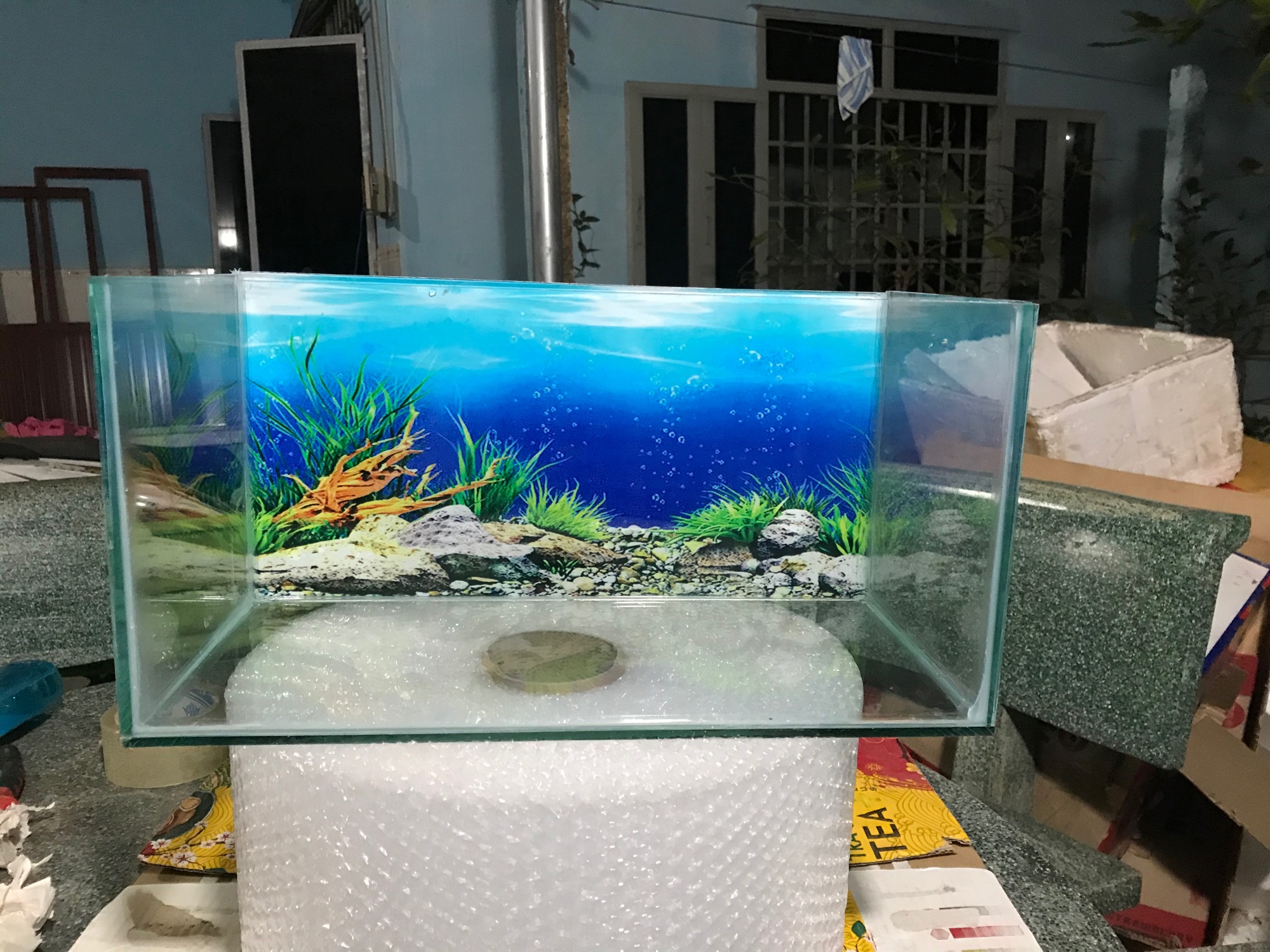 Bể cá mini 20x40x20  tranh trang trí