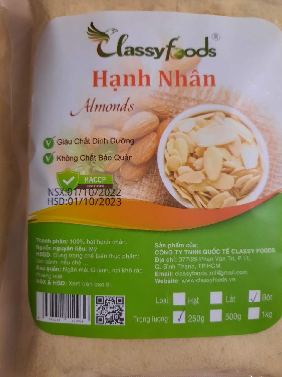 Hạnh nhân Mỹ ( Clasyfoods) làm bánh