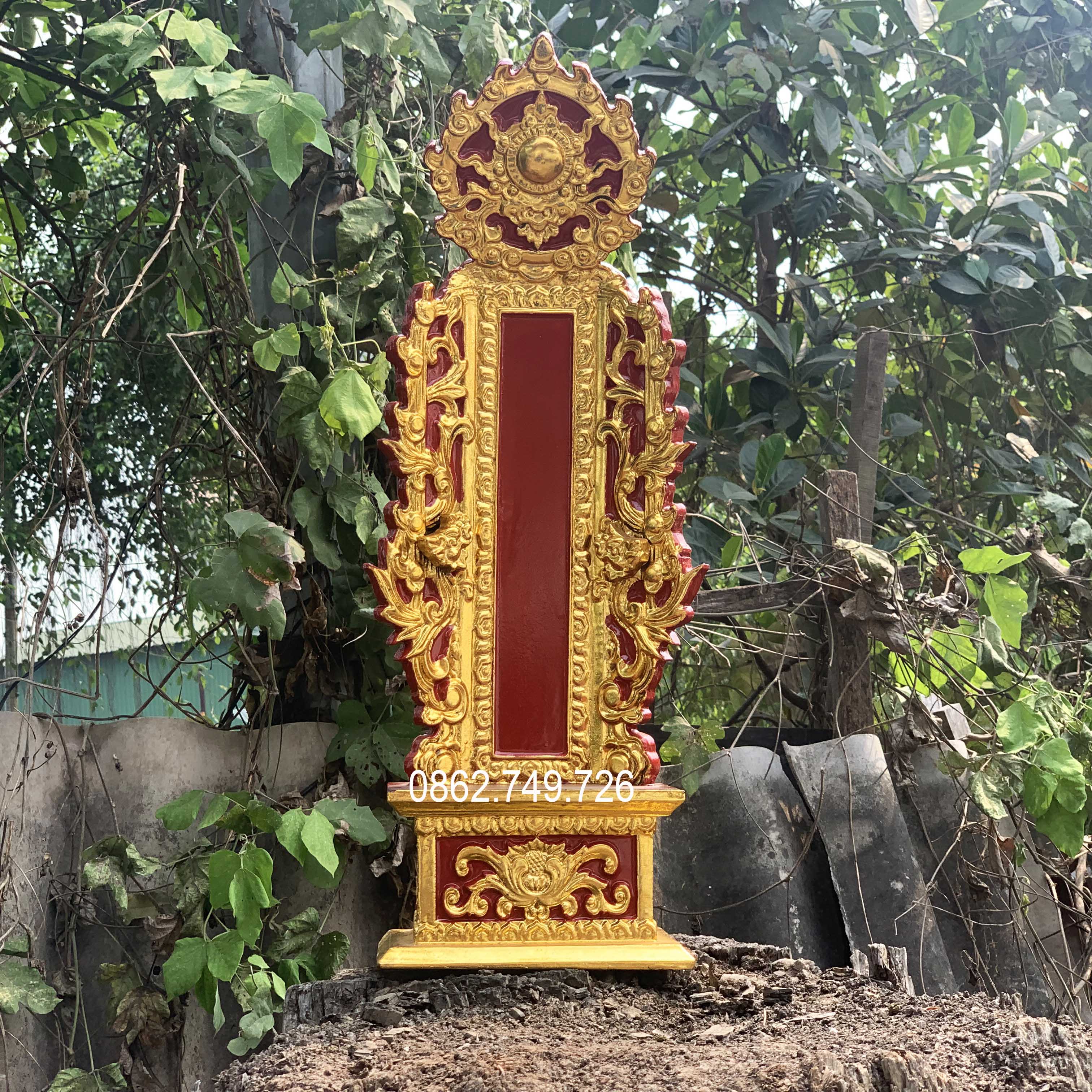 Bài vị bàn thờ gia tiên linh vị thờ linh vị gỗ mít 61,67cm
