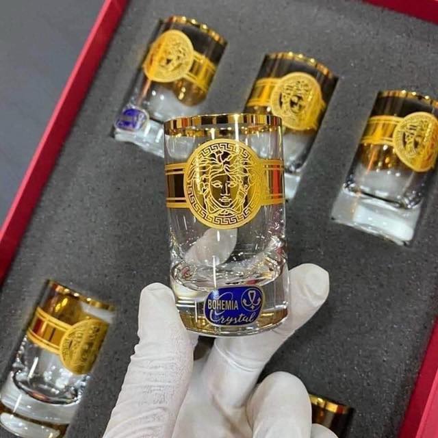 Bộ ly shot pha lê mạ vàng 24k