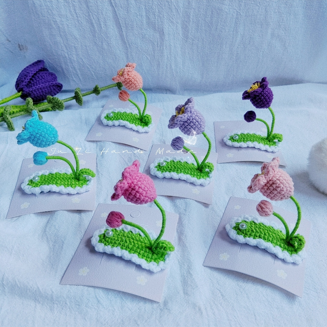 Kẹp tóc hoa chuông bằng len handmade