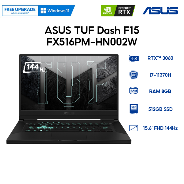 Laptop ASUS TUF Dash F15 FX516PM-HN002W i7-11370H | 8GB | 512GB | GeForce RTX™ 3060 6GB | 15.6 FHD 144Hz | Win 11