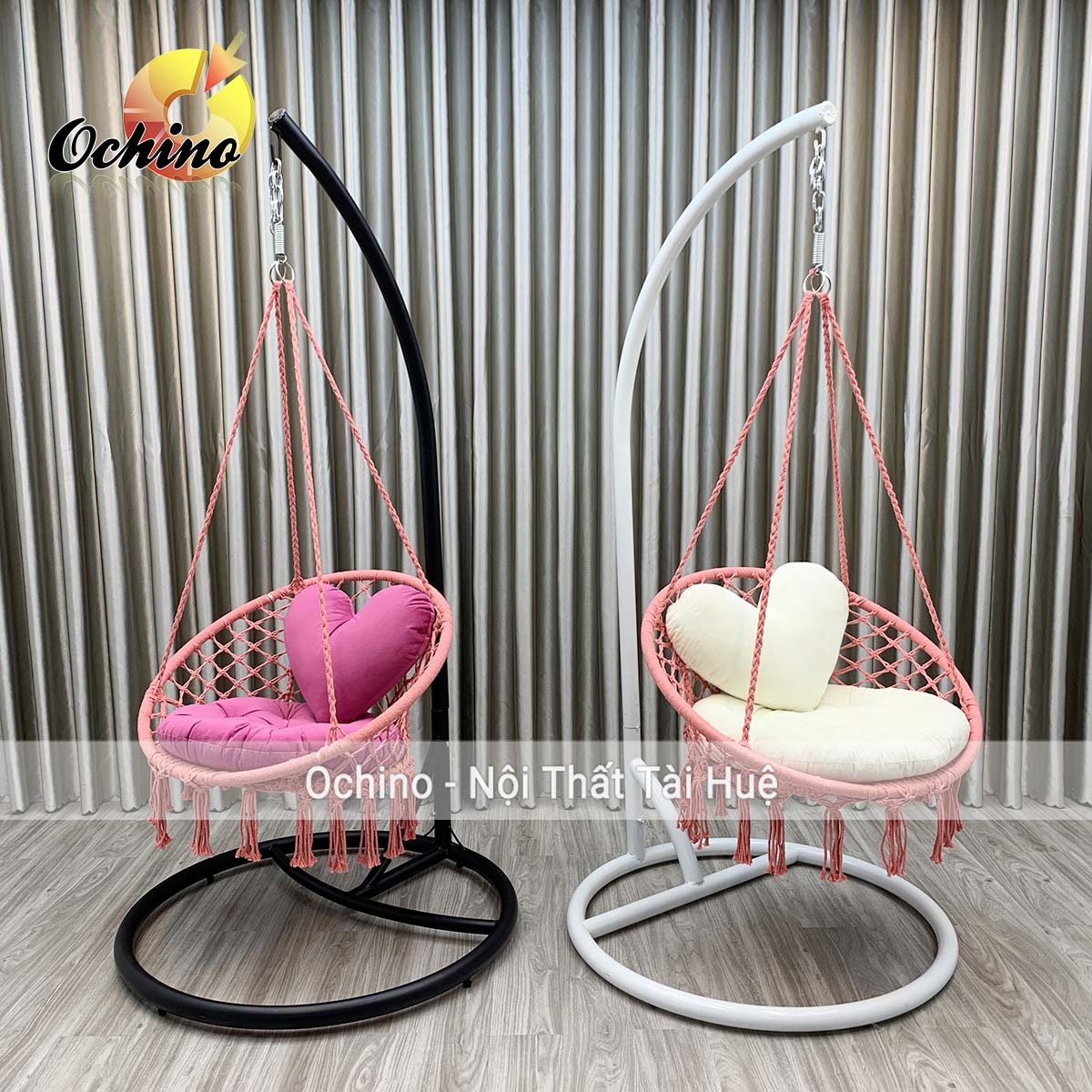 Xích Đu Gió Trang Trí và Chụp hình (Gồm cả Cần Treo và Đệm Gối trái tim)