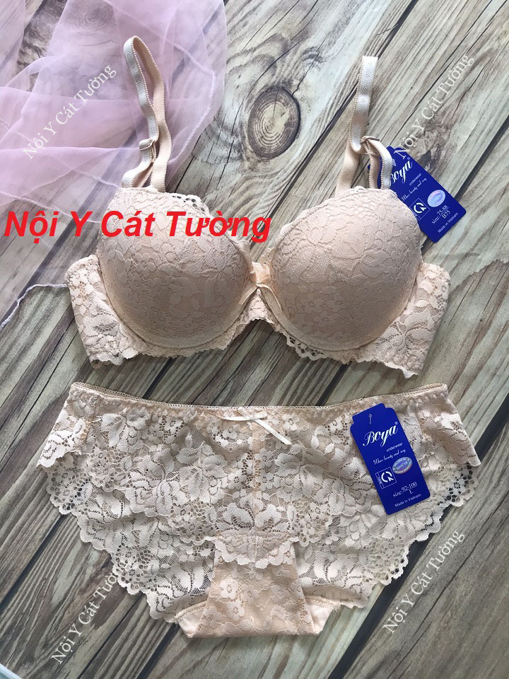 Bộ đồ lót Boya ren ( 1 quần +1 áo) mút mỏng có gọng , mút dày 1cm