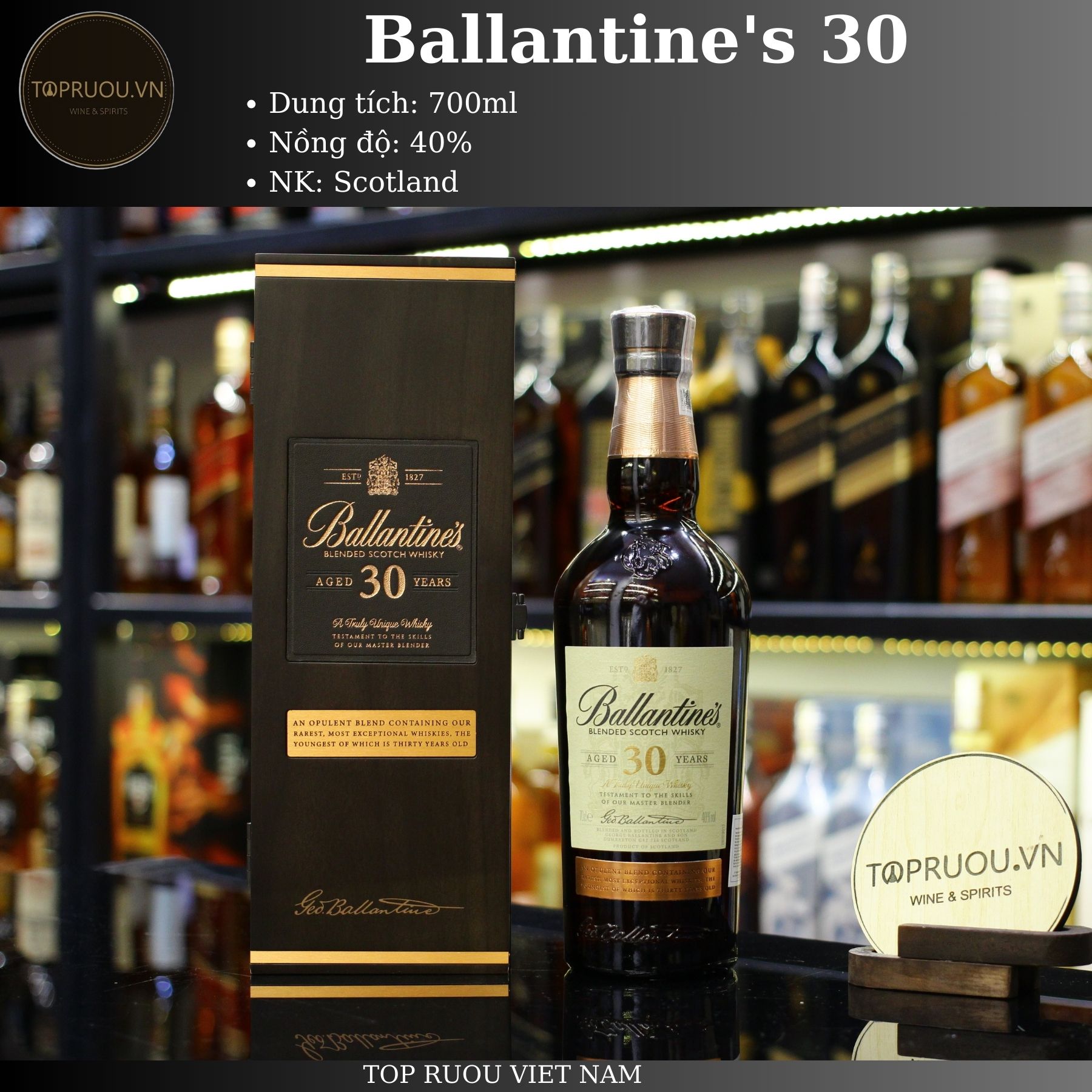 [TopRuouVietNam] Rượu Whisky Ballantine's Finest Hộp Quà - Moxxi - 12 - 17 - 18 - 21 - 30 700ml - 1000ml [Hàng Thật]