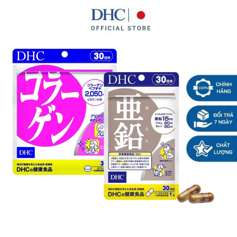 DHC Viên uống Nhật Bản bổ sung kẽm hỗ trợ rụng tóc và Collagen giúp chống lão hóa da 30 ngày nhập khẩu