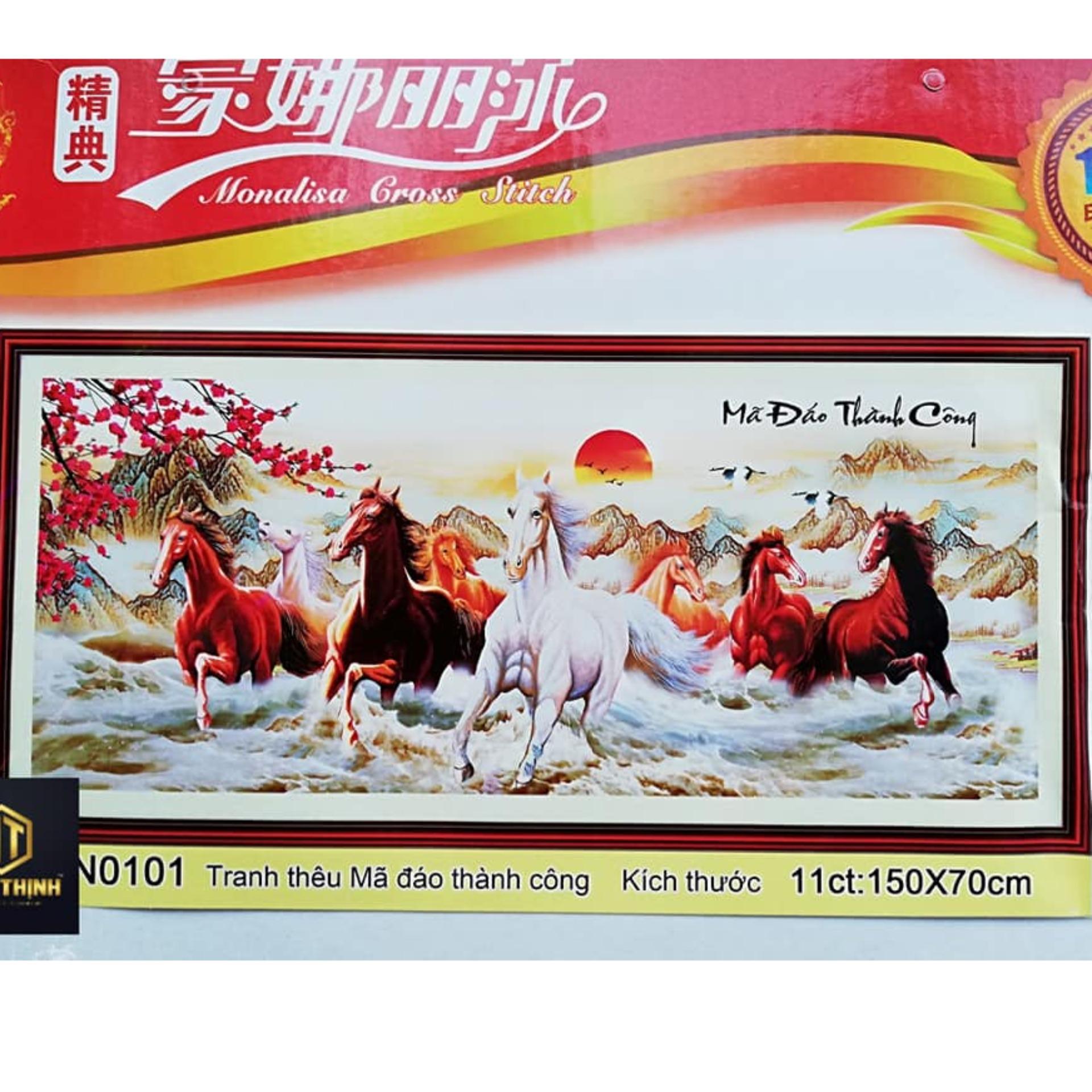 Tranh thêu chữ thập mã đáo thành công MN0101 KÍCH THƯỚC 150X70CM