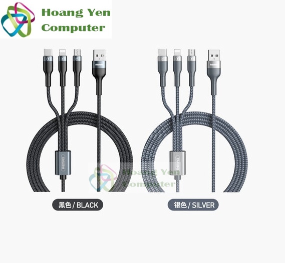 [HCM][MẪU MỚI] Cáp Sạc Remax 3 Đầu IPHONE - MICRO USB - TYPE C Dây Dù RC-070TH - Hoàng Yến Computer