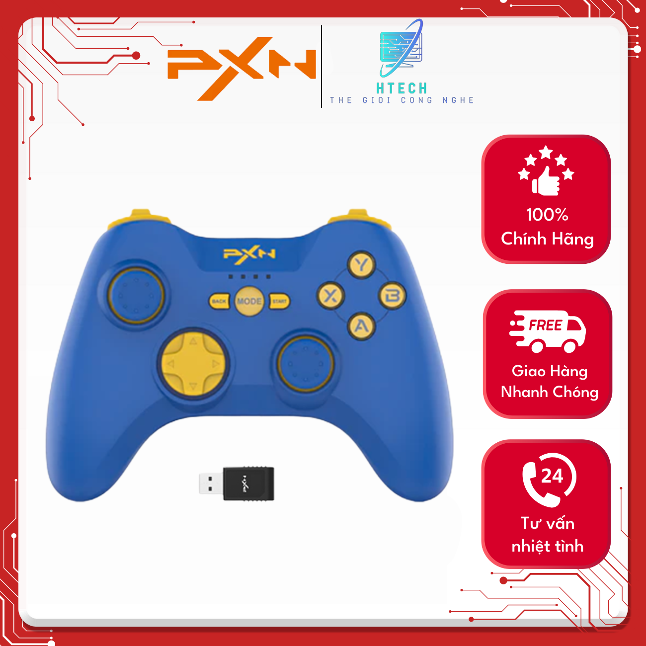 Tay cầm chơi game không dây PXN 9613 V2 Blue Bluetooth Wireless form XBOX