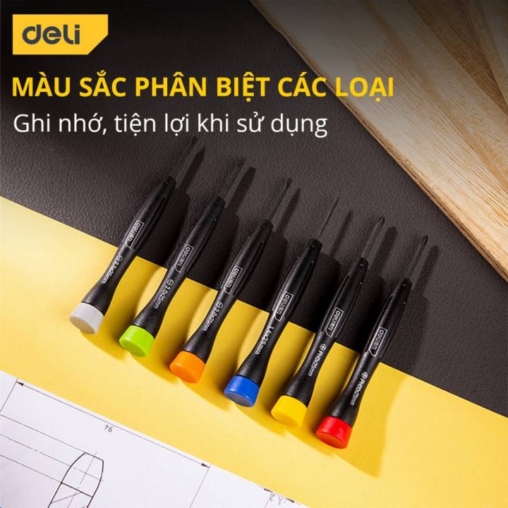 Bộ Tua Vít Đa Năng Deli Nhiều Màu Sắc Dễ Phân Biệt, Sử Dụng Cho Nhiều Kích Cỡ, Sửa Đồng Hồ, Linh Kiện - DL240006 - Hình ảnh 6