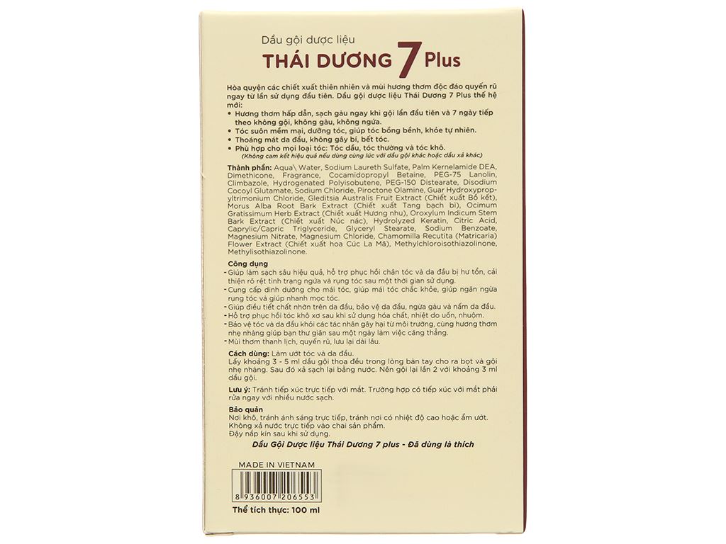 DẦU GỘI DƯỢC LIỆU THÁI DƯƠNG 7 PLUS 100ML