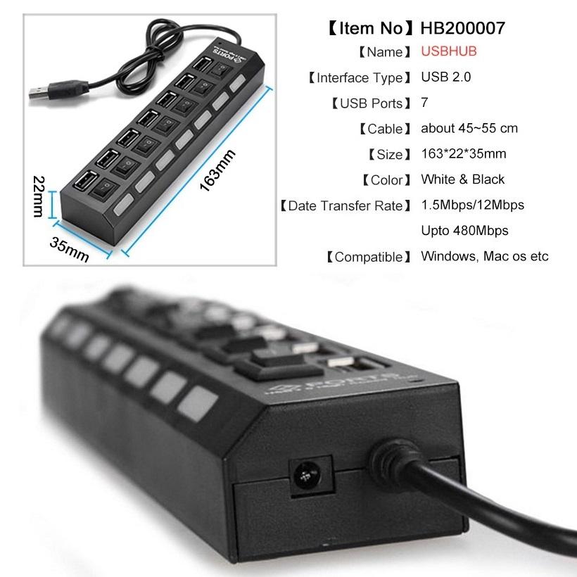 Bộ chia cổng USB 7 ports - Hub chia 7 cổng Usb