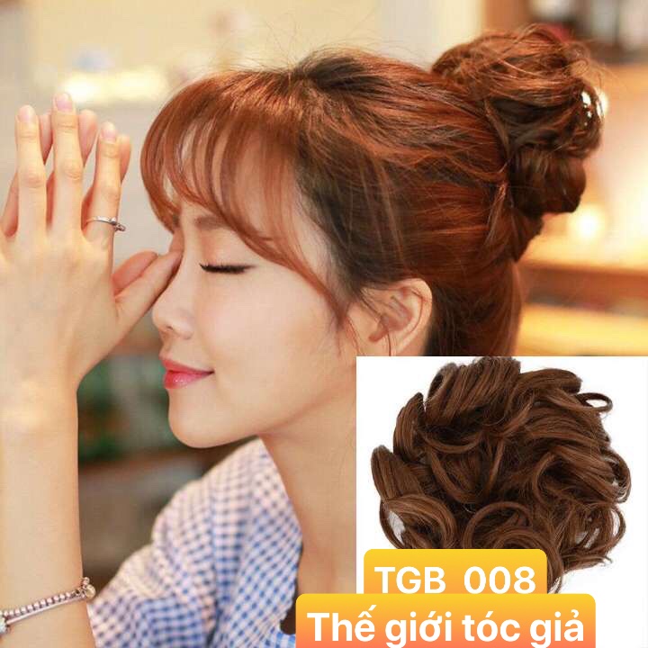 [HCM]TÓC GIẢ BÚI KIỂU DÂY CỘT THUN XOĂN NỮ TÍNH B008