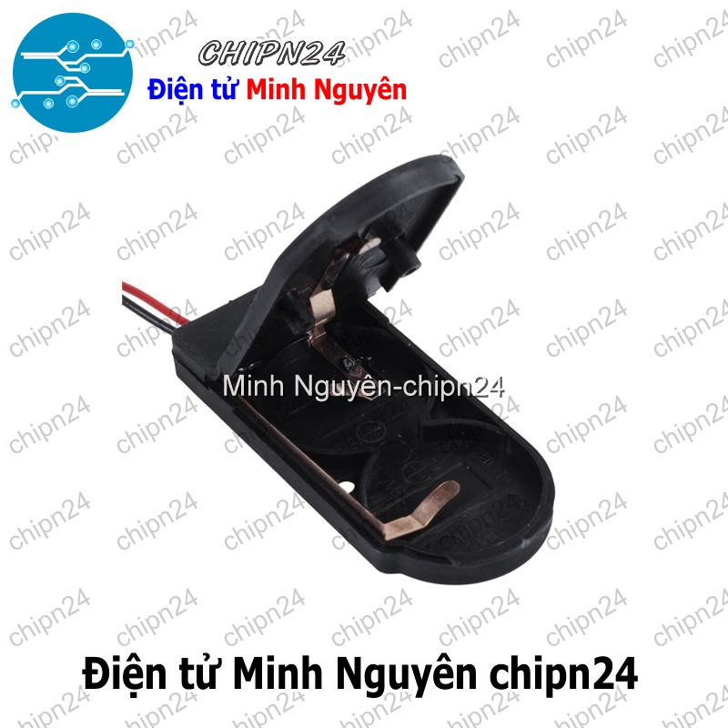 [1 cái] (F139.1) Đế Pin CR2032 2 viên Nhựa Đen 6V - HH000928