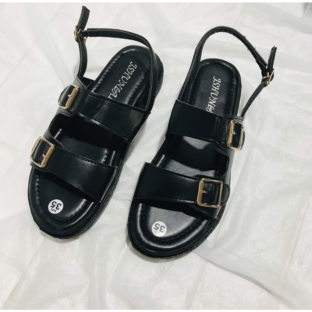 Sandal nữ 2 quai khoá vuông đế 3cm