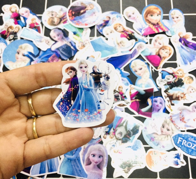 Bộ 30-50 Sticker công chúa Elsa ép lụa có đề can bóc dán
