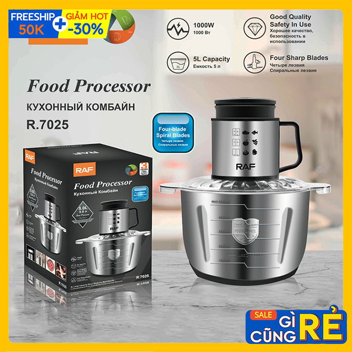 Máy xay thịt đa năng sokany 1000w cối lớn 5l inox 6 lưỡi dao thép không gỉ