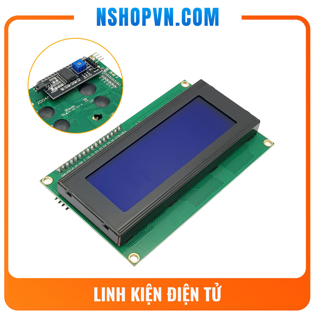 Màn hình LCD 2004 kèm I2C nền xanh dương chữ trắng cho Arduino